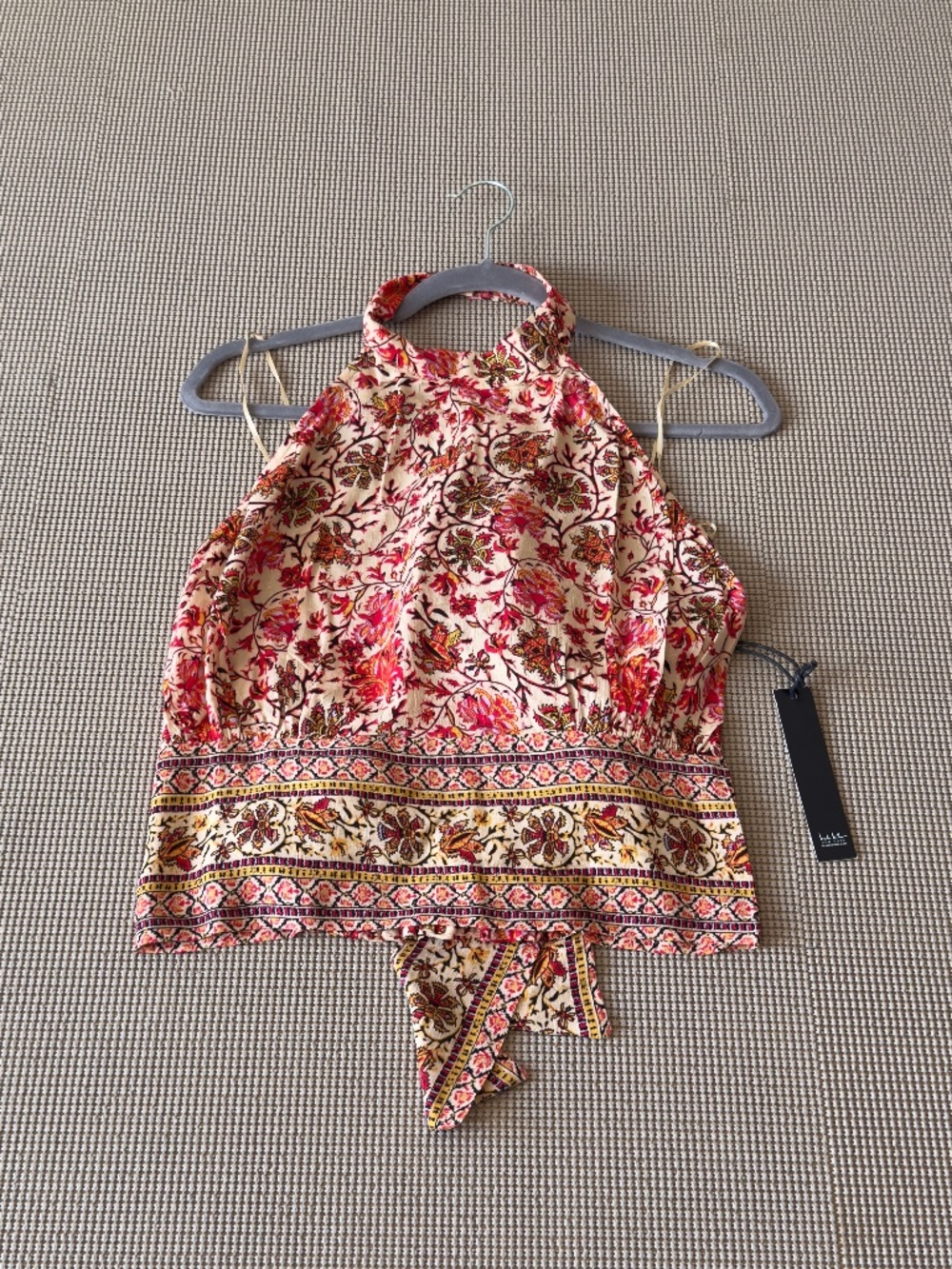 NICOLE MILLER halter neck floral pattern size medium tie on back NWT size medium
